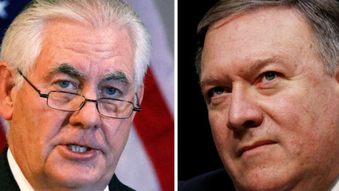 Rex Tillerson (kiri) dan Mike Pompeo (kanan)