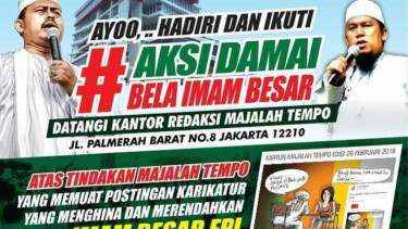 Poster imbauan demo FPI ke Kantor Tempo.