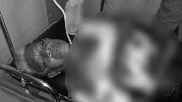 Kondisi Kiai Ahmad Zaenuri setelah diserang. Polisi menyatakan penyerangan ini bermotif perampokan.