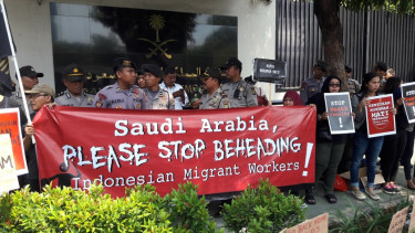 Demo kecam hukuman mati di Kedubes Arab Saudi
