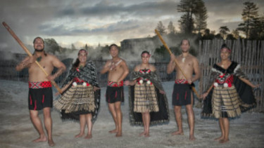 Whakarewarewa, desa Suku Maori di Rotorua, Selandia Baru.