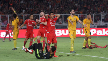 Sandi Darma Suthe saat tampil di laga Bhayangkara FC versus Persija Jakarta.