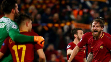 Luapan kegembiraan para pemain AS Roma