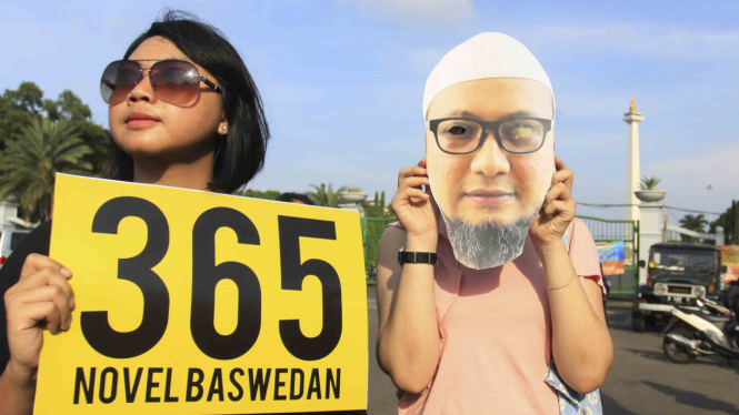 Aksi damai dan orasi dukungan untuk Novel Baswedan di Istana Negara, Jakarta