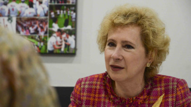 Duta Besar Federasi Rusia untuk Republik Indonesia Lyudmila Vorobieva saat berkunjung ke kantor redaksi VIVA