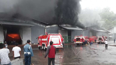 Kebakaran hebat gudang kelapa sawit di Kota Padang