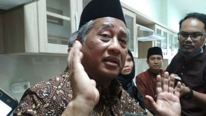 Mantan Menteri Pendidikan Nasional, Mohammad Nuh, dalam peresmian Gedung Baiturrohmah di Universitas Nahdlatul Ulama Surabaya atau Unusa di Surabaya, Jawa Timur.