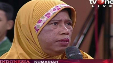 Komariah, Ibu Aditya Rizki (10), korban meninggal akibat sembako maut di Monas.