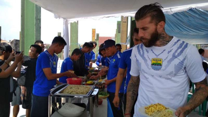 Para pemain Persib Bandung dalam acara munggahan jelang Ramadahan