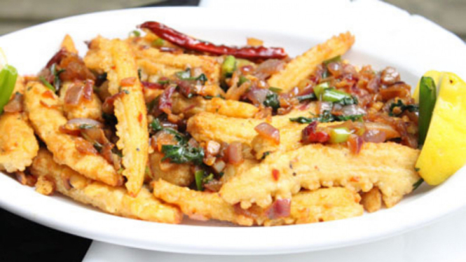 Baby corn goreng.