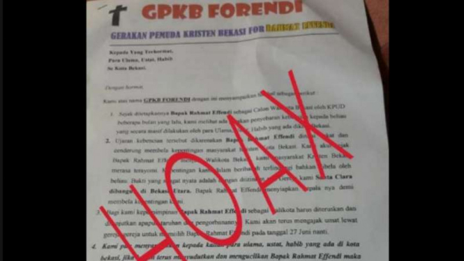 Hoax perang salib di Bekasi.