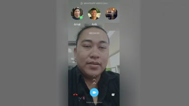 Tampilan grup video call WhatsApp.