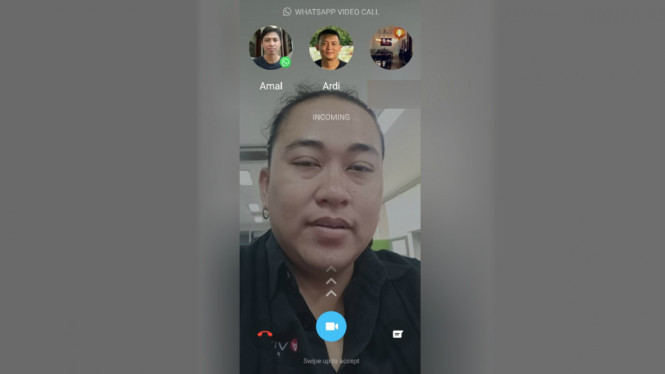 Tampilan grup video call WhatsApp.
