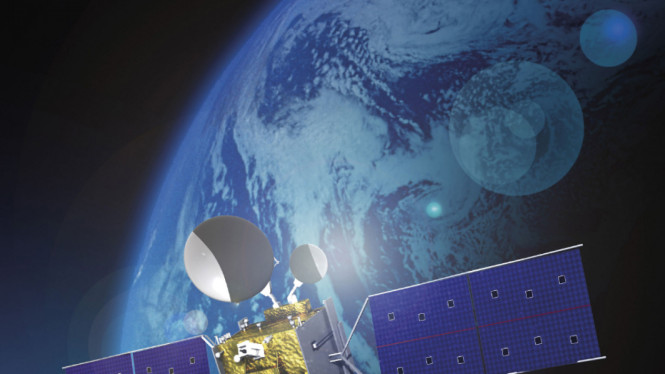 Ilustrasi satelit mengorbit.