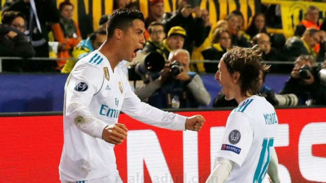 Dua bintang Real Madrid, Cristiano Ronaldo (kiri) dan Luka Modric (kanan)