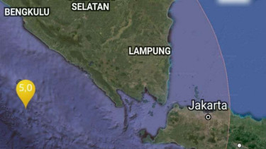 Lokasi pusat gempa 5 SR Bengkulu.