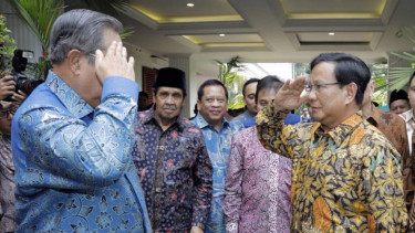 Pertemuan SBY dan Prabowo Subianto di kawasan Kertanegara, Jakarta Selatan