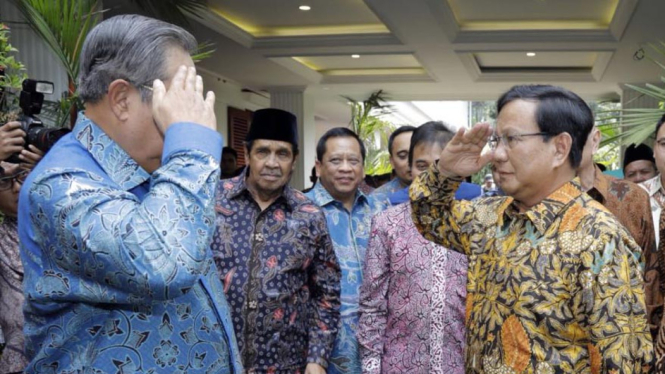 Pertemuan SBY dan Prabowo Subianto di kawasan Kertanegara, Jakarta Selatan