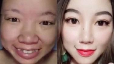 Qi Huahua sebelum dan setelah make-up