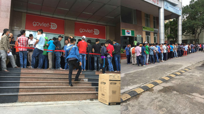 Antrean untuk menjadi mitra pengemudi Go-Viet