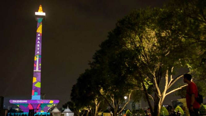 Video mapping di Monumen Nasional (Monas)