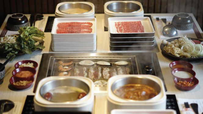 Hidangan di Shabu Hachi.