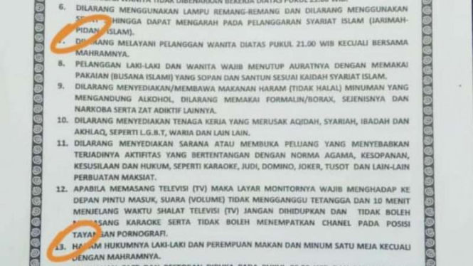 Aturan Bupati di Aceh, pria dan wanita dilarang ngopi semeja.