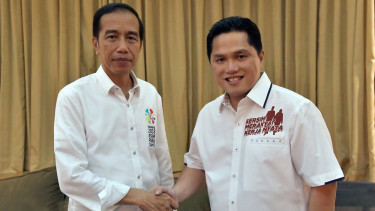 Presiden Joko Widodo dan Ketua TKN Jokowi-Ma'ruf Amin, Erick Thohir.