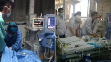 Dokter dan perawat di Rumah Sakit Anak-anak Changzhou Municipal melakukan CPR