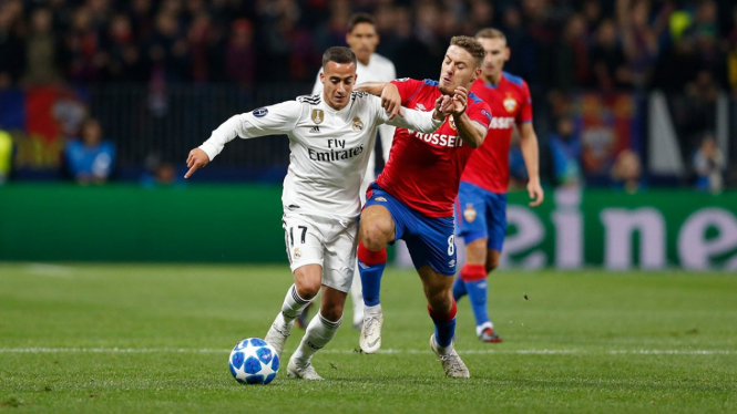 Pemain Real Madrid, Lucas Vazquez saat hadapi CSKA Moscow