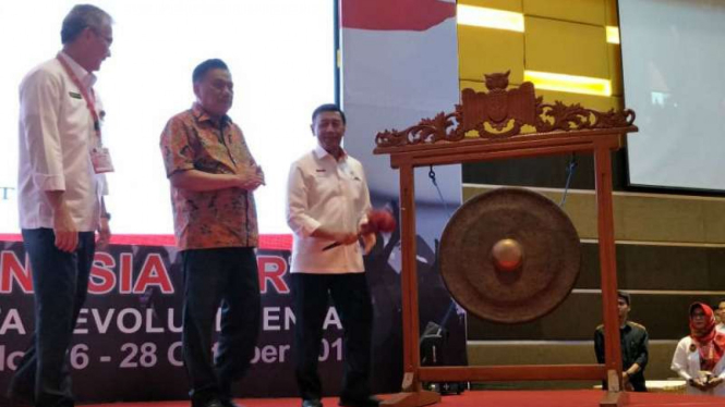 Menkopolhuka Wiranto, dalam kegiatan Pekan Kerja Nyata Revolusi Mental 2018.
