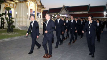 Skuat Leicester City menghadiri pemakaman Vichai Srivaddhanaprabha di Bangkok