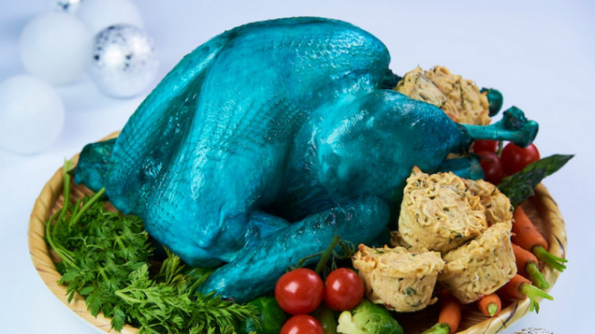 Kalkun biru di Rumah Rasa, Singapura.