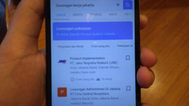 Aplikasi mobile 'Jobs on Google Search'.