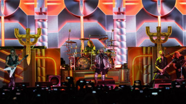 Aksi panggung Judas Priest di Jakarta.