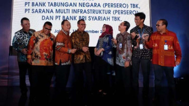 Penandatanganan perjanjian pinjaman AP I, dengan BTN, SMI, dan BRI Syariah