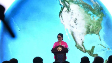 Menlu RI Retno Marsudi sampaikan pernyataan pers tahunan