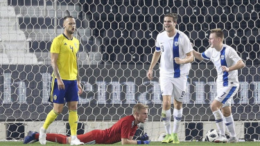 Pemain PSM Makassar, Eero Markkanen saat main untuk Timnas Finlandia