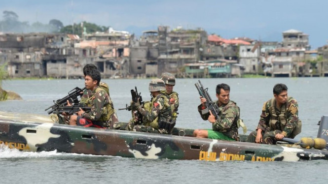 Foto ilustrasi. Tentara Filipina melakukan patroli air di Mindanao, Filipina, beberapa waktu lalu. - AFP