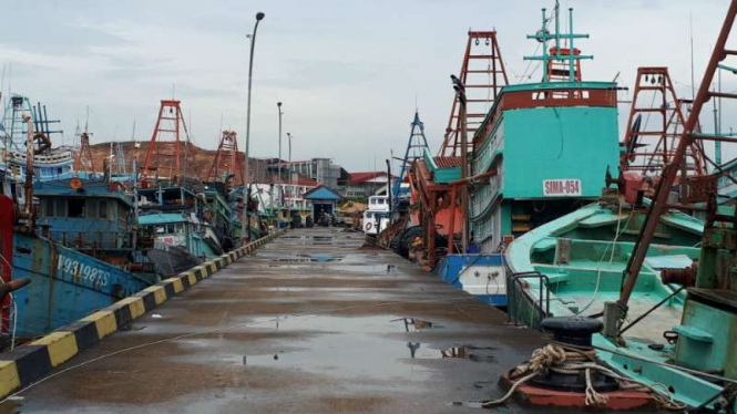 Kapal asing pencuri ikan memenuhi Dermaga Pangkalan PSDKP Batam.