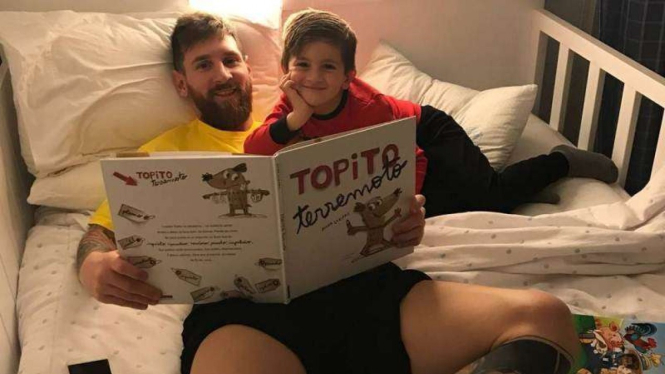 Megabintang Barcelona, Lionel Messi dan putranya, Thiago