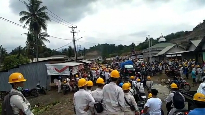 Demo pekerja di Morowali, Sulawesi Tengah