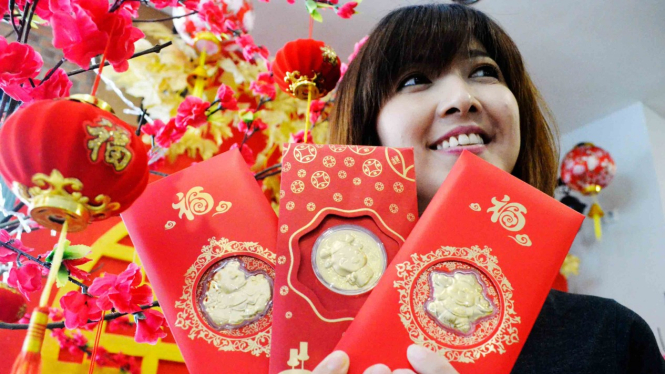 Ilustrasi angpau Imlek.