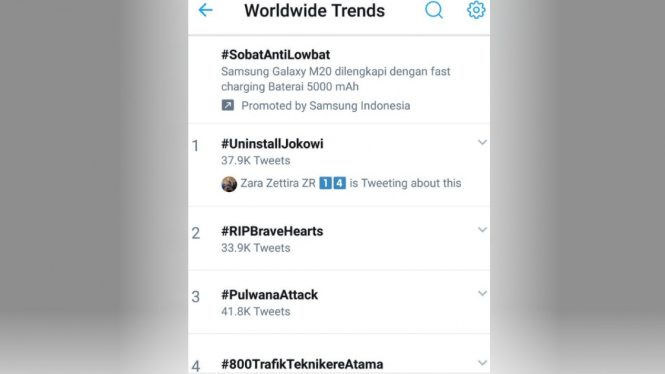 #UninstallJokowi puncaki trending topic dunia