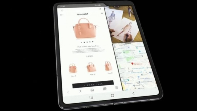 Samsung Galaxy Fold memungkinkan pengguna membuka tiga aplikasi secara bersamaan. - SAMSUNG