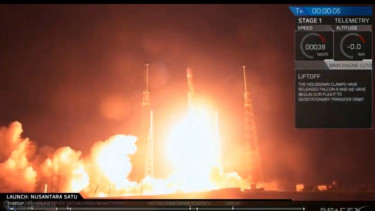 Tangkapan layar peluncuran Nusantara Satu di Cape Canaveral, California, Amerika Serikat.