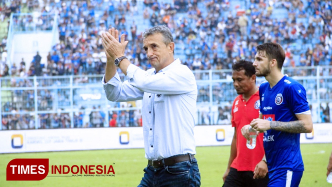 Pelatih Arema FC, Milomir Seslija. (FOTO: Tria Adha/TIMES Indonesia)