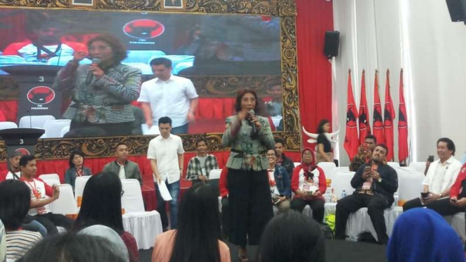 Menteri Perikanan dan Kelautan Susi Pudjiastuti di acara PDIP.