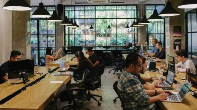 Suasana kerja di coworking space, CoHive.