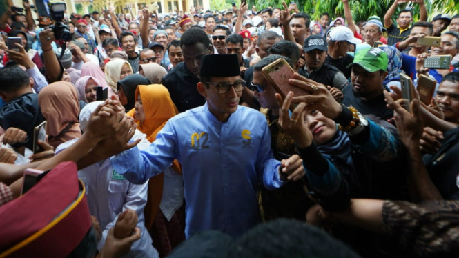 Cawapres nomor urut 02 Sandiaga Uno kampanye di Pangandaran